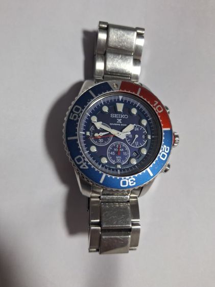 เงิน นาฬิกา Seiko Solar Chronograph สีเป๊บซี่ 