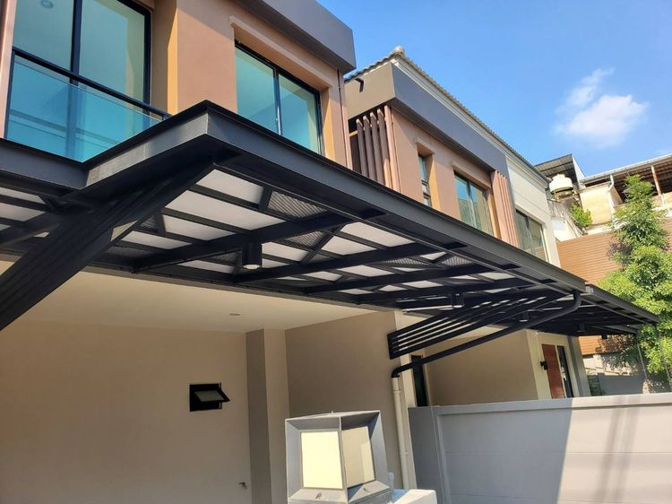 รับทำกันสาด หลังคาโรงจอดรถ (เมทัลชีท PU ไวนิล) โซนพระราม 2 บางมด ทุ่งครุ กรุงเทพ ประเมินหน้างานฟรี รูปที่ 9