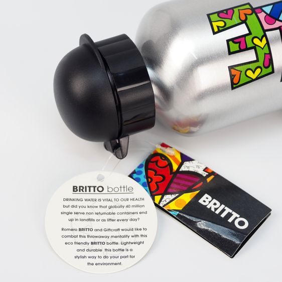 ขวดน้ำอลูมิเนียม Romero Britto SILVER WATER BOTTLE WORD SMILE  รูปที่ 5