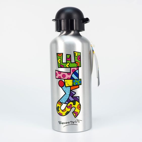 ขวดน้ำอลูมิเนียม Romero Britto SILVER WATER BOTTLE WORD SMILE  รูปที่ 2