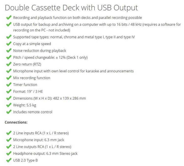 TASCAM 202MK7 เครื่องเล่นเทปคู่ with USB Port ประกันศูนย์ รูปที่ 12