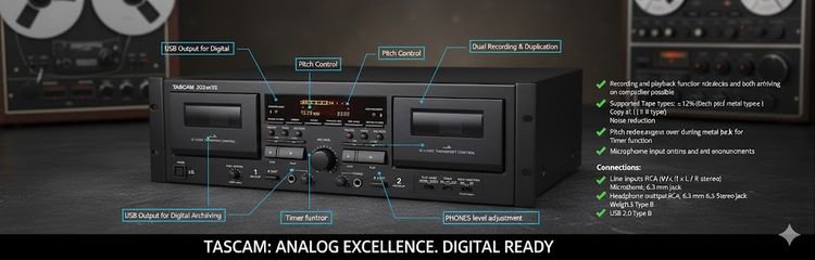 อื่นๆ อื่นๆ TASCAM 202MK7 เครื่องเล่นเทปคู่ with USB Port ประกันศูนย์