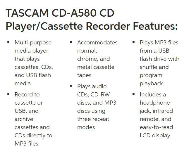 เปิดจอง TASCAM CD-A580 V2 Cassette, USB CD Player Recorder ประกันศูนย์ รูปที่ 10