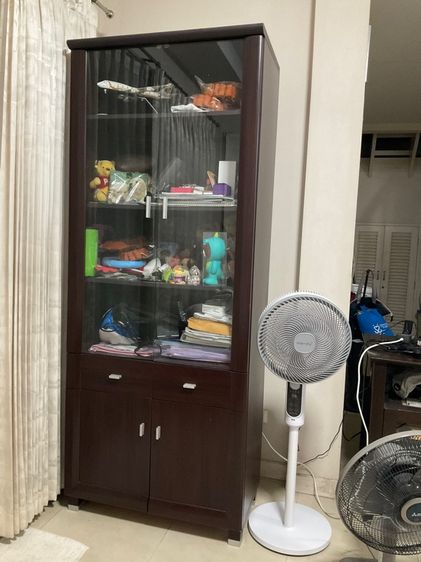 ไม้ ตู้โชว์ ตู้ใส่ของอเนกประสงค์สีวอลนัท