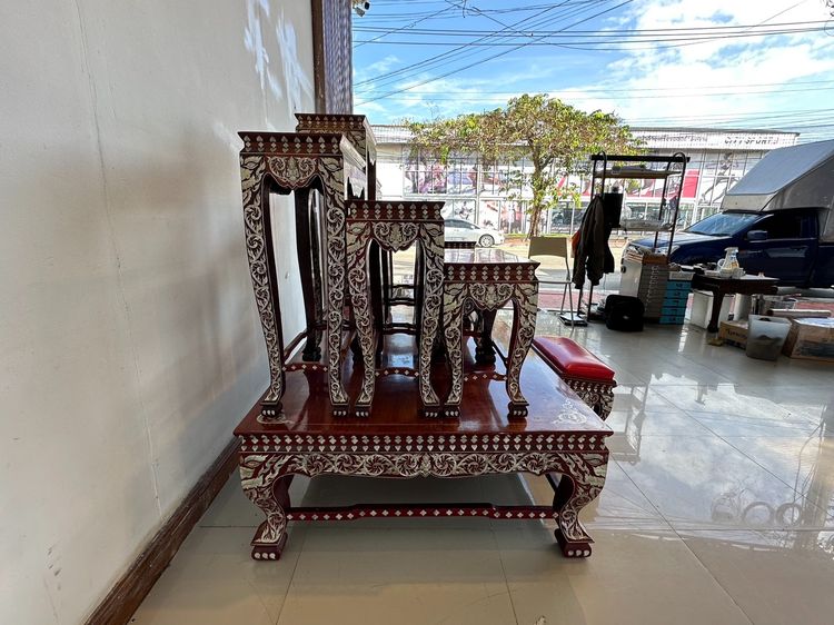 โต๊ะหมู่บูชา 9 งานไม้มะค่าฝังมุก รูปที่ 7