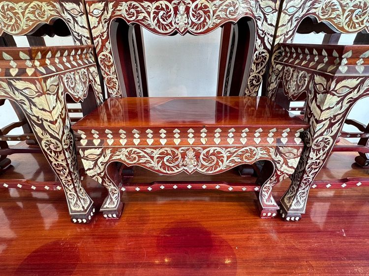 โต๊ะหมู่บูชา 9 งานไม้มะค่าฝังมุก รูปที่ 15