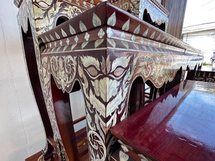 โต๊ะหมู่บูชา 9 งานไม้มะค่าฝังมุก รูปที่ 13