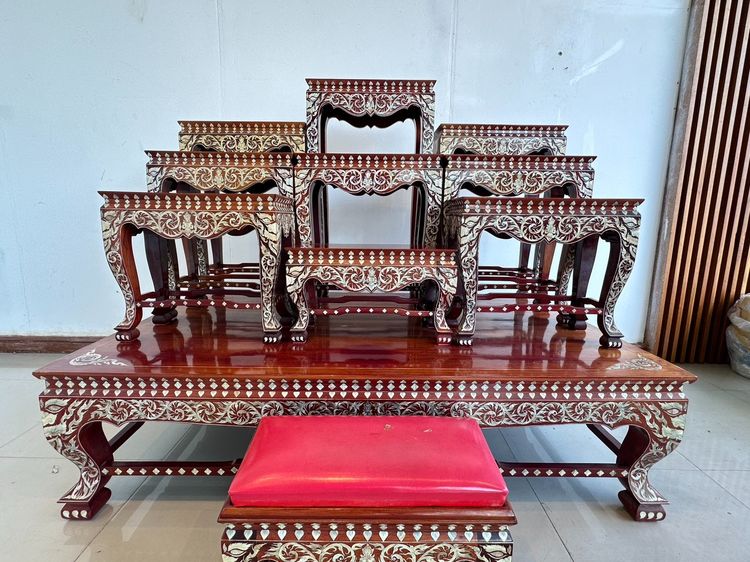 โต๊ะหมู่บูชา 9 งานไม้มะค่าฝังมุก รูปที่ 14