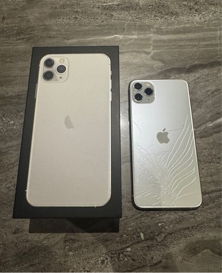 iPhone 11 PRO MAX 256GB White เครื่องศูนย์ไทย กล่องครบ ฝากระจกด้านหลังแตก รูปที่ 2