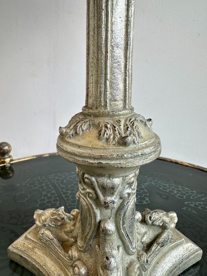 โคมไฟตั้งโต๊ะ โป๊ะผ้า ขอบกุ้นผ้าสีดำ ตัวโคมและฐานเรซิ่น ตกแต่งคริสตัส รูปที่ 12