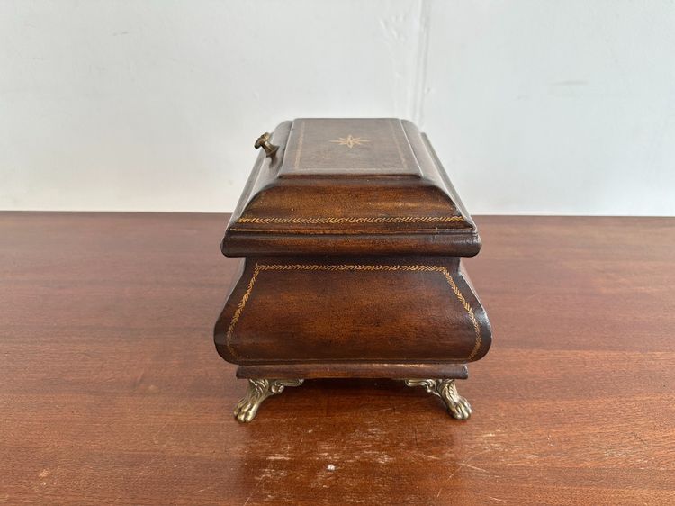 กล่องไม้ สไตล์วินเทจ มือจับทองเหลือง โครงไม้จริง ขาสีทองเหลือง รูปที่ 4