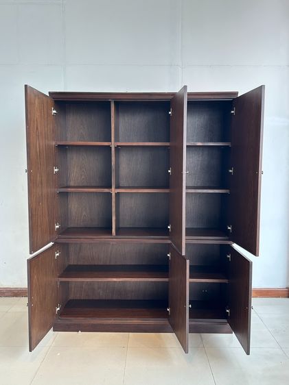 ตู้เก็บของสไตล์วินเทจ 6 บานเปิด โครงไม้จริงปิดแผ่นไม้อัด สีน้ำตาลเข้มลายไม้ รูปที่ 10