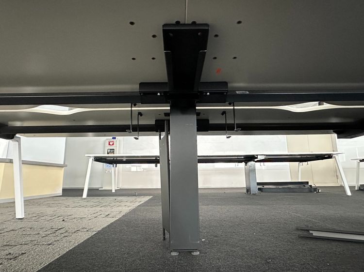 โต๊ะทำงาน 6 ที่นั่ง (หน้าชนกัน) ท็อปไม้ MDF ผิวลามิเนตสีขาว ปิดขอบพลาสติก มีรางไฟเหล็ก ขาเหล็ก รูปที่ 9