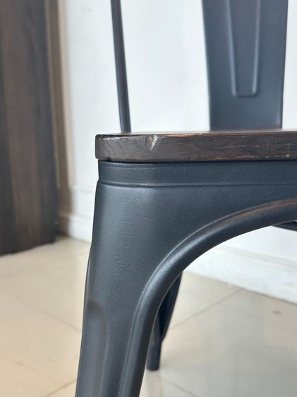 เก้าอี้ เบาะไม้จริงสีน้ำตาลเข้ม โครงขาเหล็กสีดำด้าน รูปที่ 12