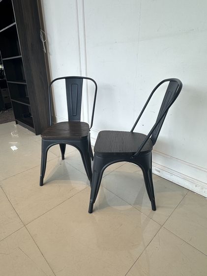 เก้าอี้ เบาะไม้จริงสีน้ำตาลเข้ม โครงขาเหล็กสีดำด้าน รูปที่ 4