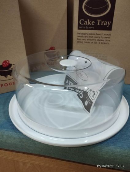 ฝาครอบเค้ก พลาสติกขา ฝาใสทรงกลม รูปที่ 4