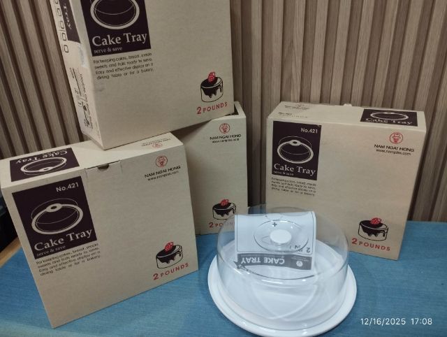 ฝาครอบเค้ก พลาสติกขา ฝาใสทรงกลม รูปที่ 6