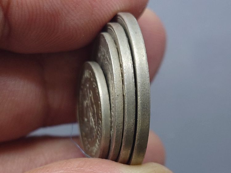 เหรียญนิเกิล ตราช้างสามเศียร - ช่อชัยพฤกษ์ สยามอาณาจักร รัชกาลที่5 รศ116 (พศ ๒๔๔๑) ครบชุดใหญ่ทั้ง 4 ราคา สภาพสวย หายากมาก รูปที่ 12