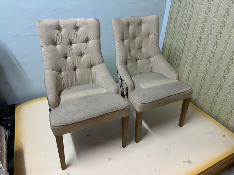 เทา เก้าอี้ตั้งข้างห้อง/เก้าอี้โต๊ะอาหาร ผ้าฝ้าย ขายด่วน เก้าอี้อาหาร2ตัว2,000บาท