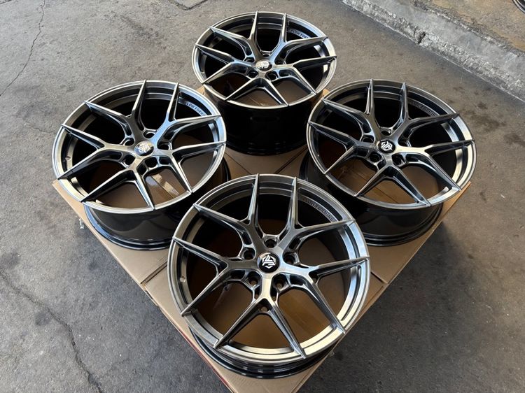 ล้อแม็กมือ1 ขอบ18 ก้านY 5รู114-112 กว้าง8.5 ออฟ35 สีไฮเปอร์แบล็ค ล้อเบา FLOW FORMING งานJP งานสวยมากๆ รูปที่ 2