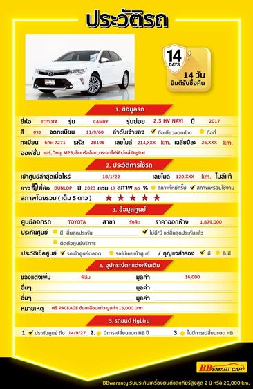 Toyota Camry 2017 2.5 HV Sedan ไฮบริด ไม่ติดแก๊ส เกียร์อัตโนมัติ ขาว รูปที่ 2