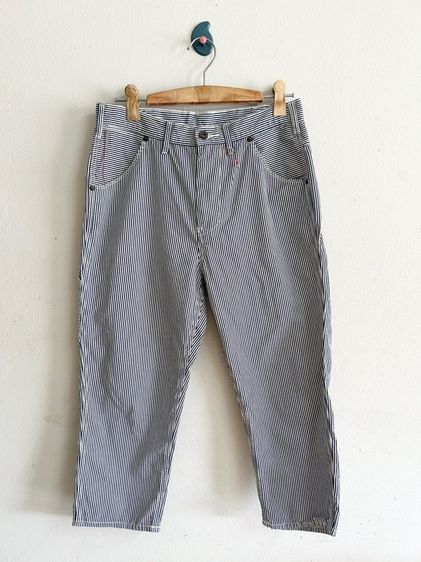 เทา อื่นๆ จียูM กางเกงชายเอวไม่ยืดลายทางกรมขาว