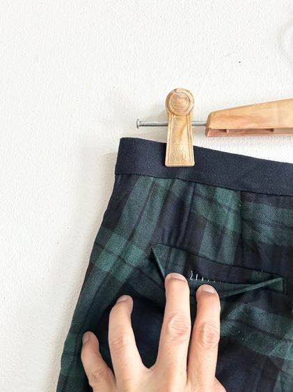 ยุนิL กางเกงหญิงเอวยืดลายสก๊อตเขียว รูปที่ 5