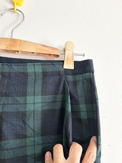 ยุนิL กางเกงหญิงเอวยืดลายสก๊อตเขียว รูปที่ 3