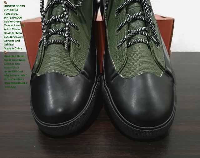 HUNTER Boots, WATERPROOF, Men's 46EU(30.0cm) Genuine and Original ของแท้ มือ 2 สภาพไม่ต่างจากมือ 1, รองเท้า HUNTER ผ้าใบ พื้นเต็ม งดงามมาก รูปที่ 7