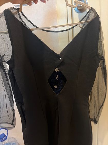 เดรสสีดำลายดอกกุหลาบสีน้ำเงิน รูปที่ 3