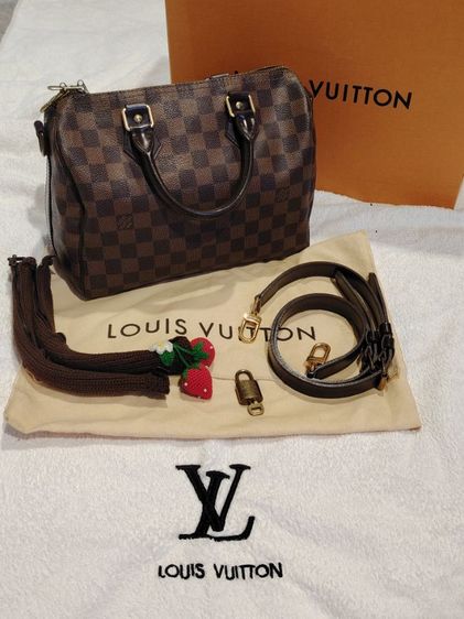 ไม่ระบุ น้ำตาล หนังแท้ Louis Vuitton หลุยส์​มือสองของแท้นัดรับได้เลยค่ะ​ Louis​ Vuitton​ Speedy​ Ban​ 25