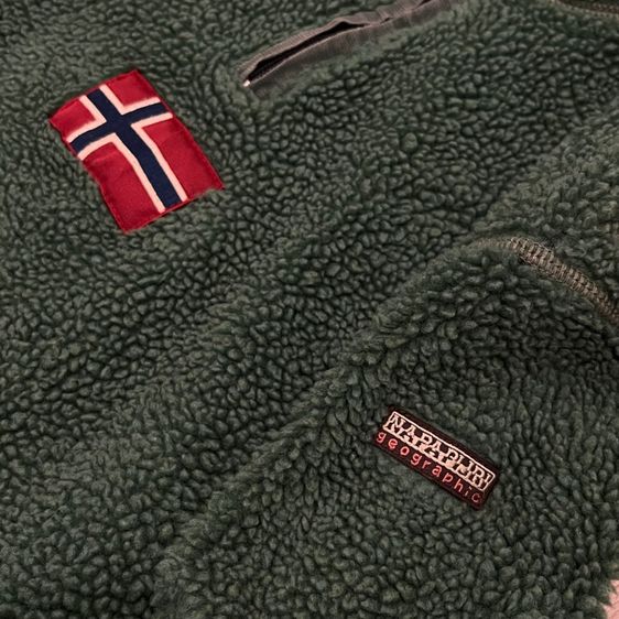  NAPAPIJRI Geographic Fleece Sherpa Zip Pullover Jacket Mens Size M  รูปที่ 3