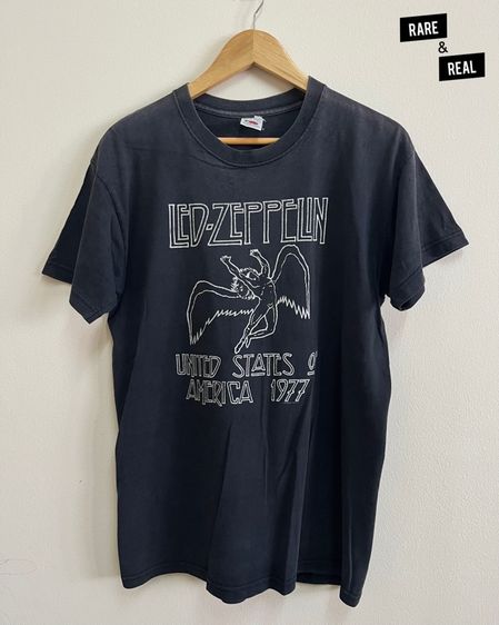 ดำ แขนสั้น เสื้อเชิ้ต 🎸 Led Zeppelin "United States of America 1977" Vintage Style