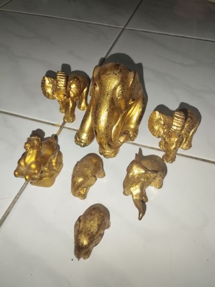 ช้างไม้สักทาสีทองมี6ชิ้น รูปที่ 5