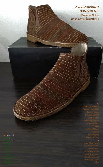 Clarks ORIGINALS, Slip-on Boots for Men 43EU(28.0vm) Genuine and Original ของแท้ มือ 2 สภาพเยี่ยม, รองเท้า Clarks หนังแท้ พื้นเต็ม สวยมาก รูปที่ 2