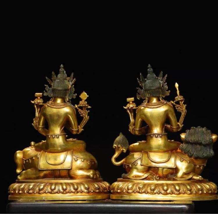 ✨รูปปั้นพระโพธิสัตว์มัญจุศรีทองสัมฤทธิ์ปิดทอง  รูปที่ 4