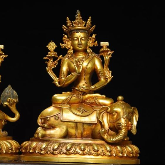 ✨รูปปั้นพระโพธิสัตว์มัญจุศรีทองสัมฤทธิ์ปิดทอง  รูปที่ 2