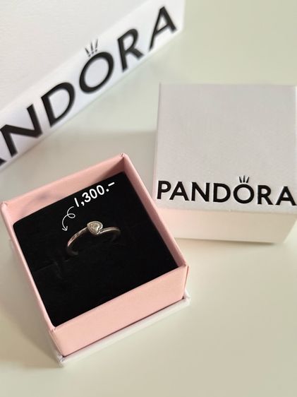 💍 Heart Clear Tilted Solitaire Ring Pandora 