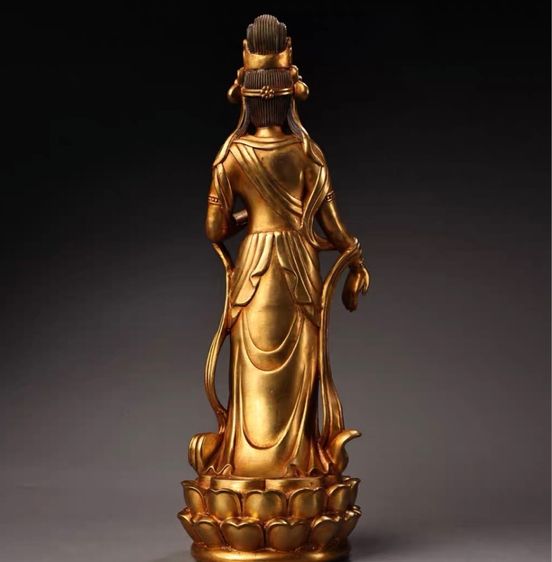 ✨รูปปั้นพระโพธิ์สัตว์อากาสะครรถ์ทองสัมฤทธิ์ปิดทอง รูปที่ 4