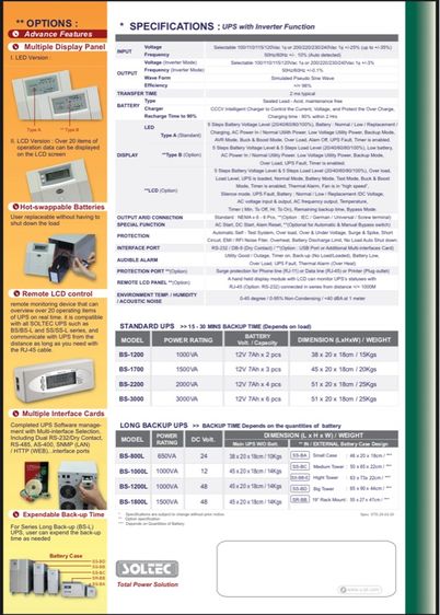 UPS SOLTEC BS-2200 รูปที่ 18