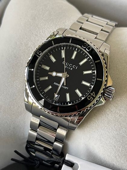 ดำ GUCCI Dive YA136403 136.4 32mm Black Dial Women's Quartz Watch