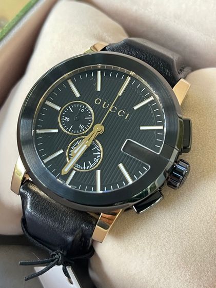 ดำ GUCCI G-Chrono YA101203 Black Dial Men's Watch 44mm Gucci Black Gold Tone