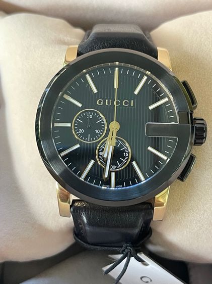 GUCCI G-Chrono YA101203 Black Dial Men's Watch 44mm Gucci Black Gold Tone รูปที่ 4