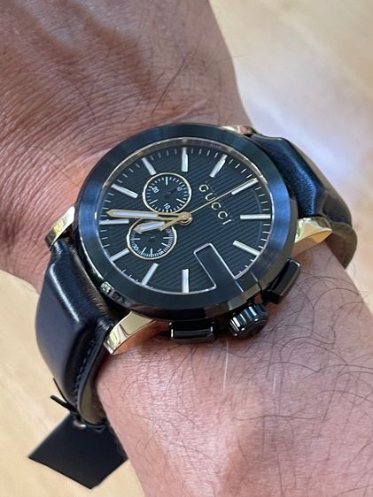 GUCCI G-Chrono YA101203 Black Dial Men's Watch 44mm Gucci Black Gold Tone รูปที่ 17