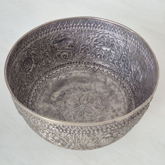 ขันเงินลายไทยโบราณ งานช่างเก่า รูปที่ 7