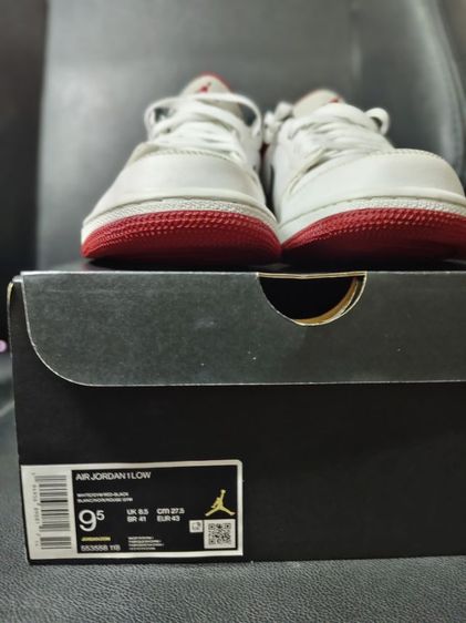 Nike Air Jordan 1 Low WHITE GYM RED BLACK us 9.5 Eur 43 27.5 cm มือสองของใหม่ กล่องครบ ไม่เคยใส่ พื้นเต็ม ดาวเต็ม สภาพ 100 เปอร์เซนต์  รูปที่ 4