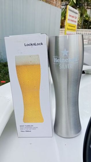 แก้วเบียร์สแตนเลส แบรนด์ไฮเนเก้น(Heineken) รุ่น Silver ของแท้ มือ1 รูปที่ 2