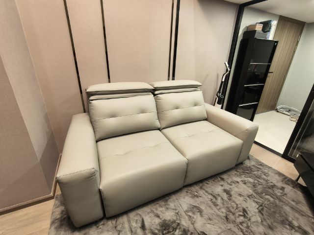 เทา 2 ที่นั่ง ขาย Sofa Bed ไฟฟ้า หนังแท้