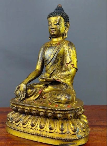 ✨รูปปั้นพระศากยมุนี“ทิเบตโบราณปิดทอง รูปที่ 2