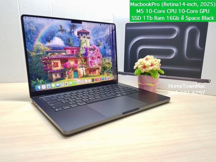 Apple Mackbook Pro 14 Inch แมค โอเอส 16 กิกะไบต์ อื่นๆ ใช่ MacbookPro (Retina14-inch, 2025) M5 10-Core CPU 10-Core GPU SSD 1Tb Ram 16Gb สี Space Black มีประกัน ชาร์จเพียง 7 Cycle Battery 100